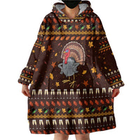 Turkey And WIne Christmas Wearable Blanket Hoodie Xmas Holiday Patterns - Wonder Print Shop