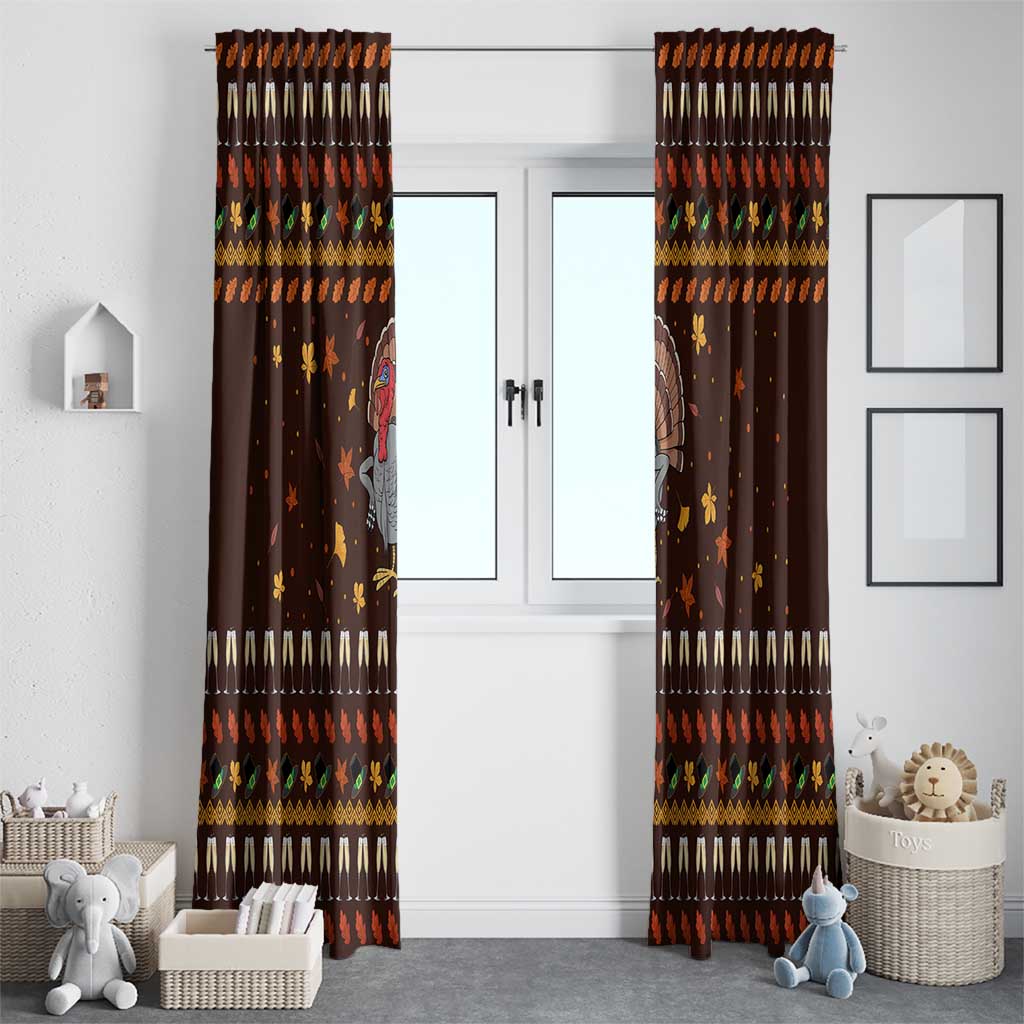 Turkey And WIne Christmas Window Curtain Xmas Holiday Patterns - Wonder Print Shop