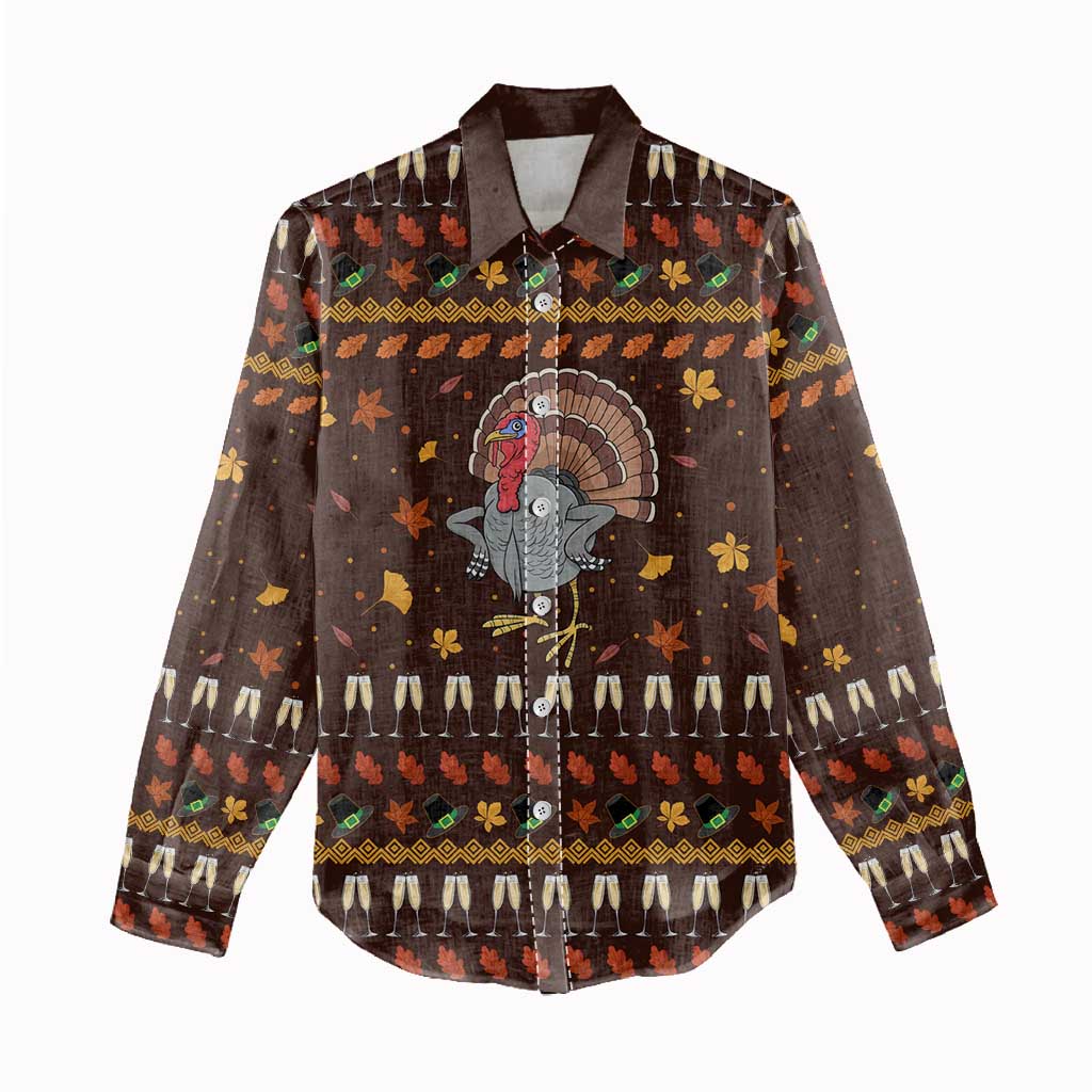 Turkey And WIne Christmas Women Casual Shirt Xmas Holiday Patterns - Wonder Print Shop