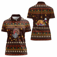 Turkey And WIne Christmas Women Polo Shirt Xmas Holiday Patterns - Wonder Print Shop