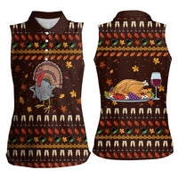 Turkey And WIne Christmas Women Sleeveless Polo Shirt Xmas Holiday Patterns - Wonder Print Shop