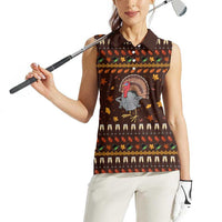 Turkey And WIne Christmas Women Sleeveless Polo Shirt Xmas Holiday Patterns - Wonder Print Shop