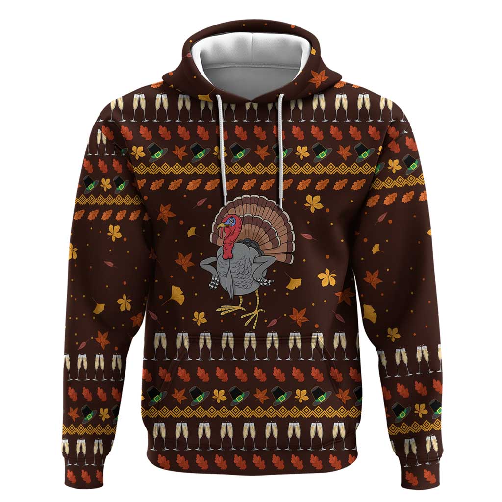 Turkey And WIne Christmas Zip Hoodie Xmas Holiday Patterns - Wonder Print Shop