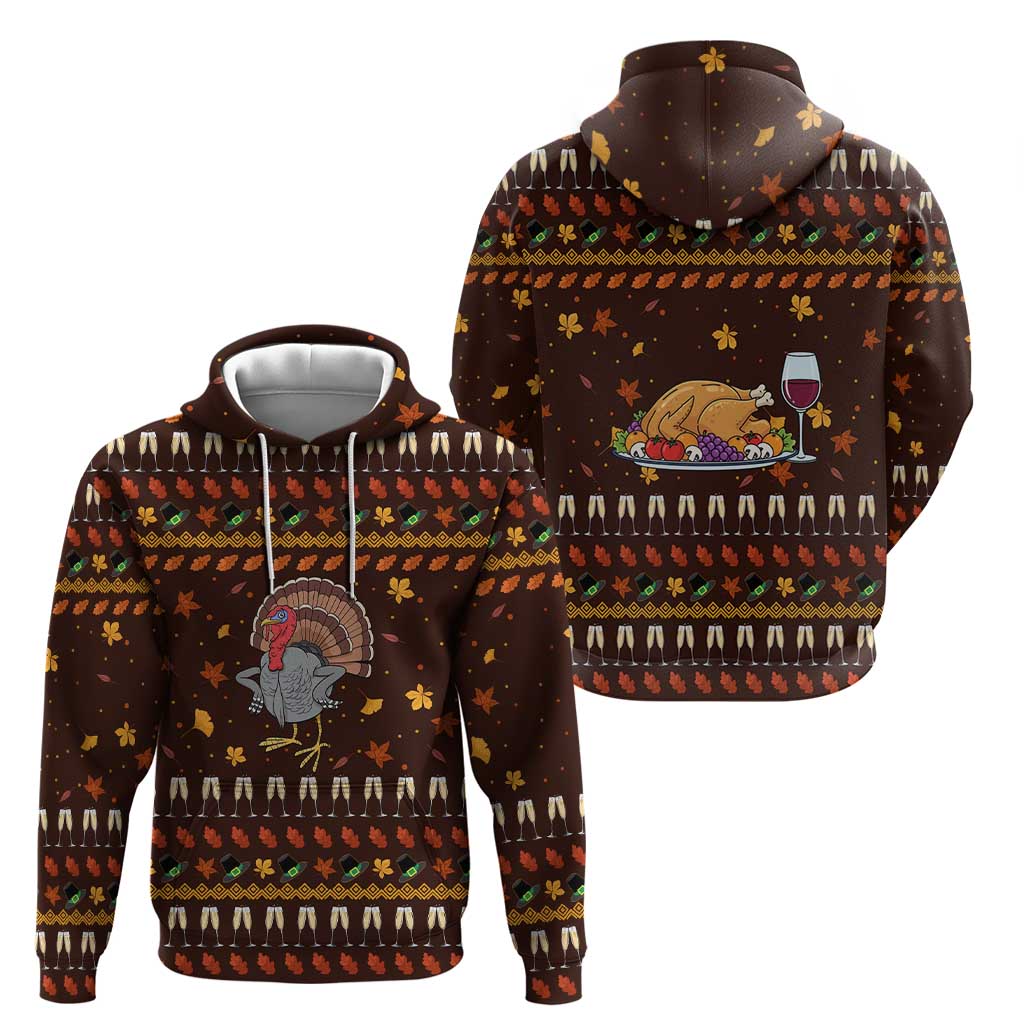 Turkey And WIne Christmas Zip Hoodie Xmas Holiday Patterns - Wonder Print Shop