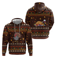 Turkey And WIne Christmas Zip Hoodie Xmas Holiday Patterns - Wonder Print Shop
