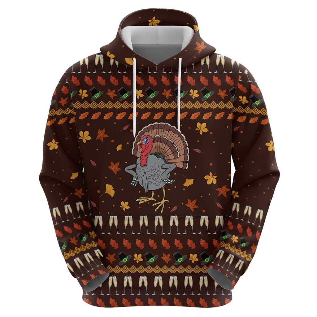Turkey And WIne Christmas Zip Hoodie Xmas Holiday Patterns - Wonder Print Shop