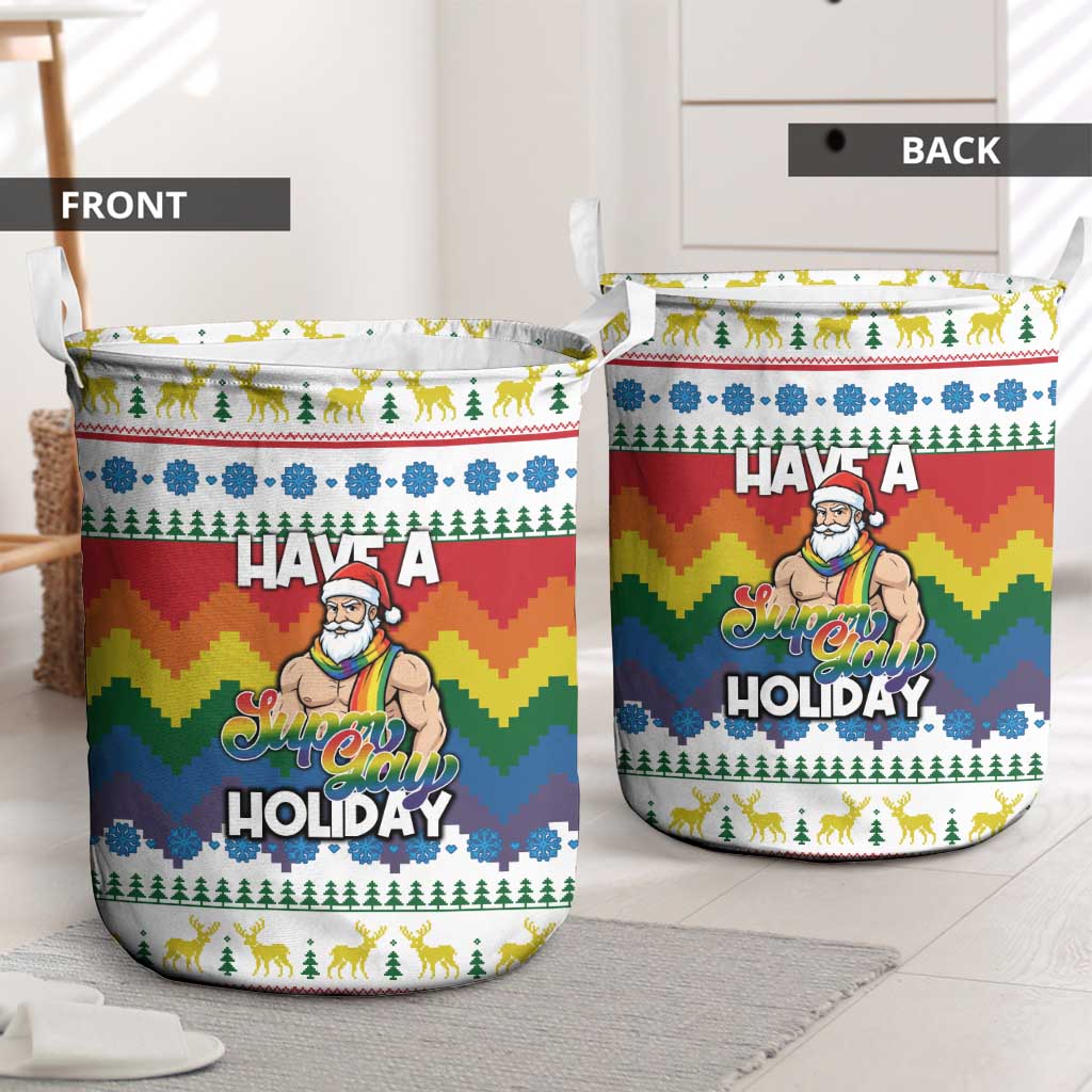 Have A Super Gay Holiday Christmas Laundry Basket Xmas Holiday Patterns - Wonder Print Shop