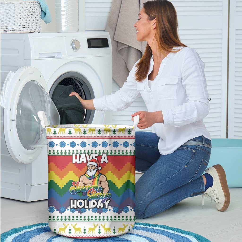 Have A Super Gay Holiday Christmas Laundry Basket Xmas Holiday Patterns - Wonder Print Shop