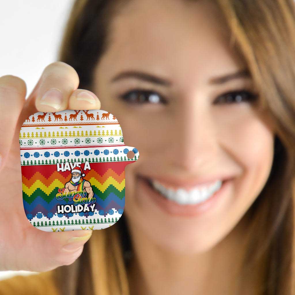 Have A Super Gay Holiday Christmas AirPods Case Xmas Holiday Patterns - Wonder Print Shop