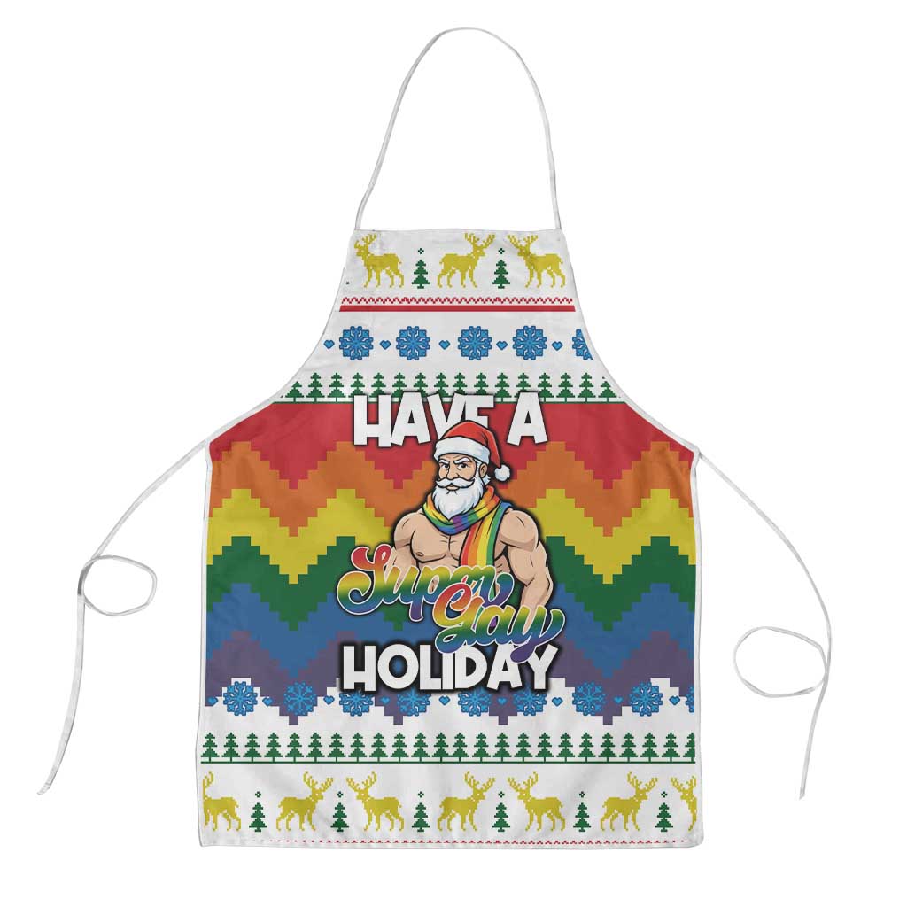 Have A Super Gay Holiday Christmas Apron Xmas Holiday Patterns - Wonder Print Shop
