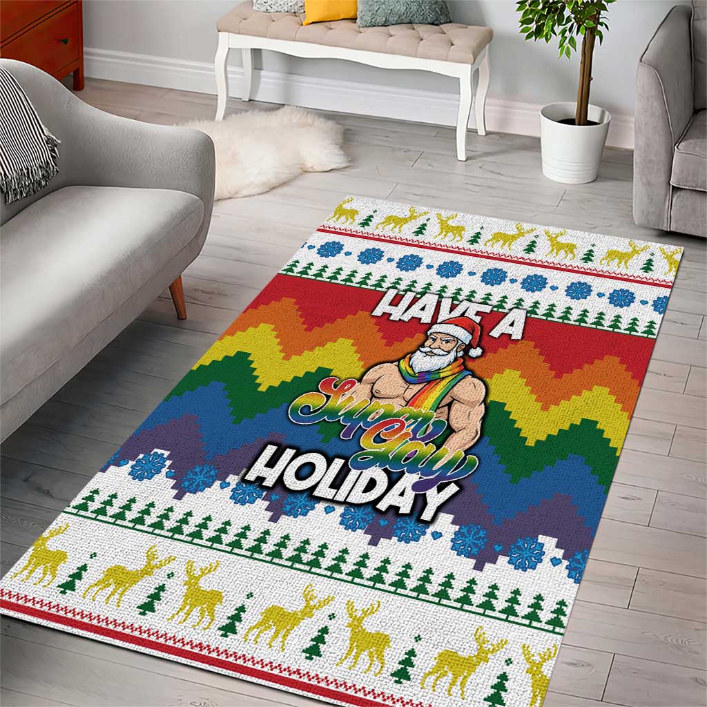 Have A Super Gay Holiday Christmas Area Rug Xmas Holiday Patterns - Wonder Print Shop