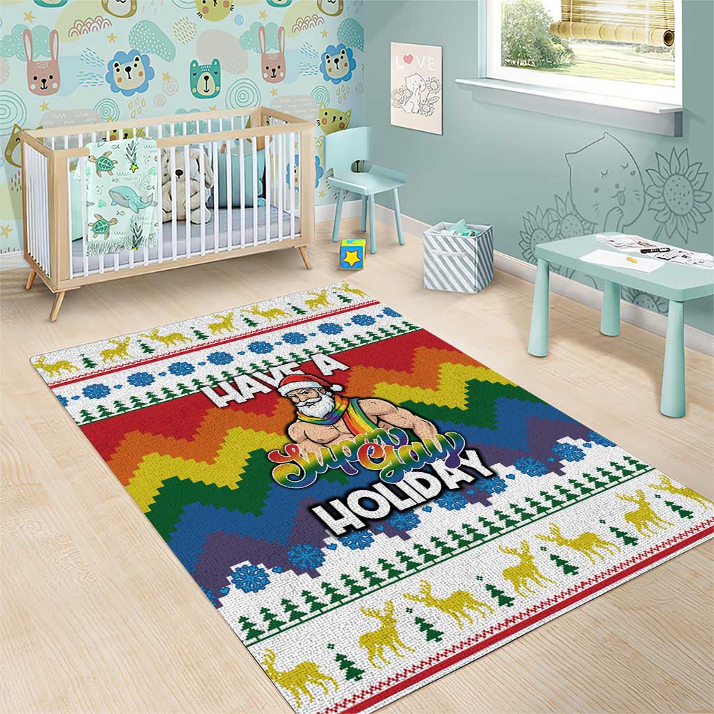 Have A Super Gay Holiday Christmas Area Rug Xmas Holiday Patterns - Wonder Print Shop