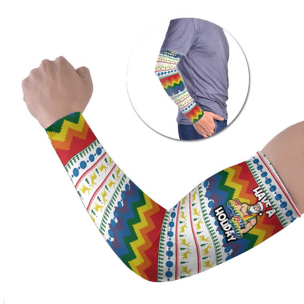Have A Super Gay Holiday Christmas Arm Sleeves Xmas Holiday Patterns - Wonder Print Shop