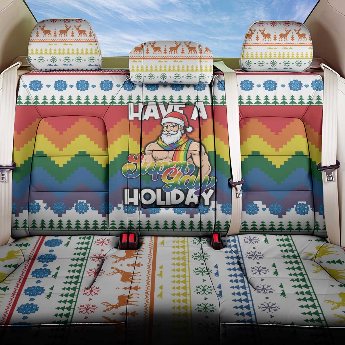 Have A Super Gay Holiday Christmas Back Car Seat Cover Xmas Holiday Patterns - Wonder Print Shop