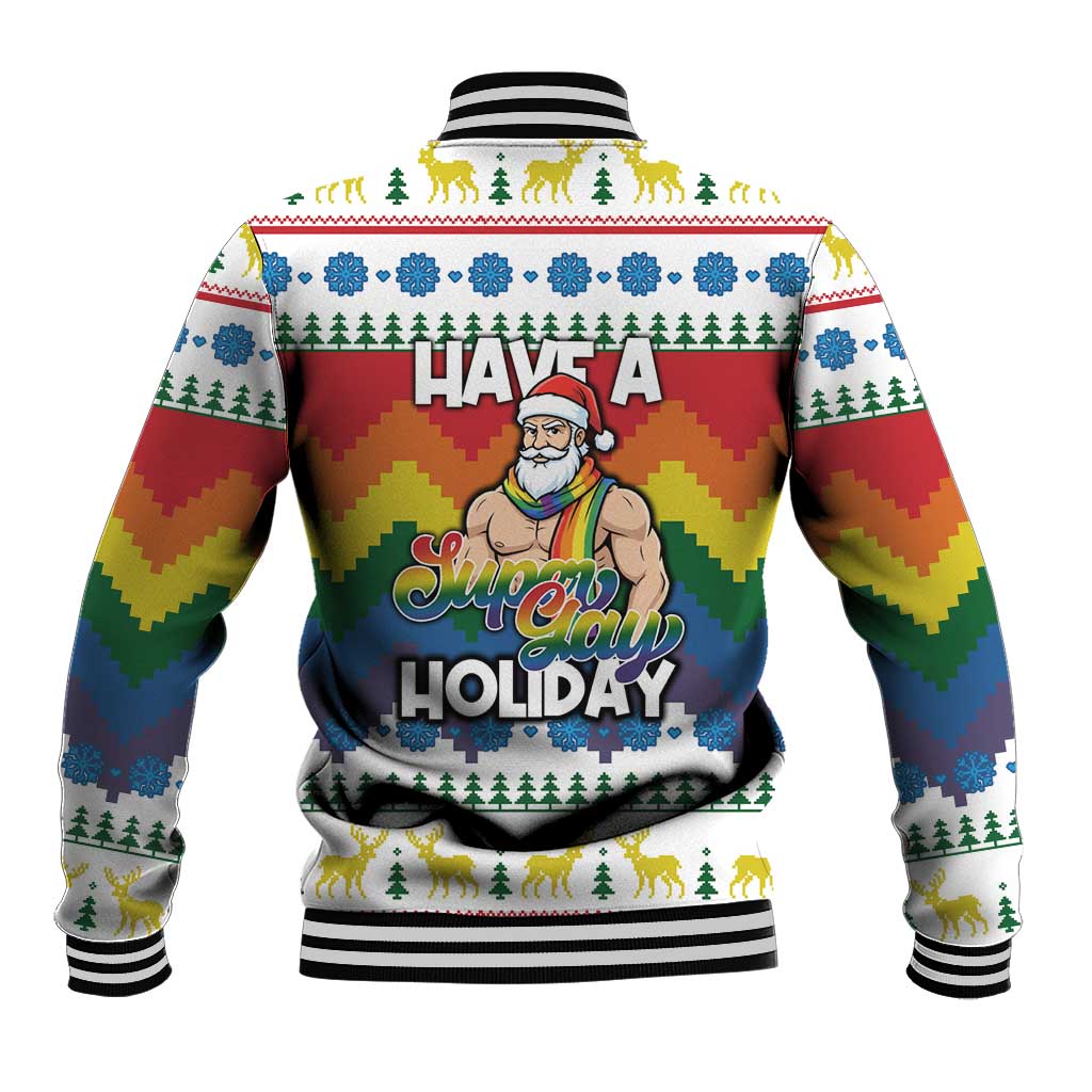 Have A Super Gay Holiday Christmas Baseball Jacket Xmas Holiday Patterns - Wonder Print Shop