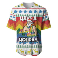 Have A Super Gay Holiday Christmas Baseball Jersey Xmas Holiday Patterns - Wonder Print Shop