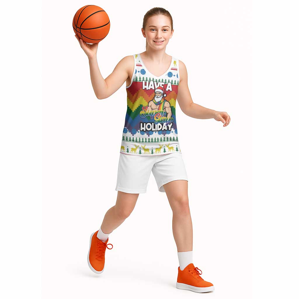 Have A Super Gay Holiday Christmas Basketball Jersey Xmas Holiday Patterns - Wonder Print Shop