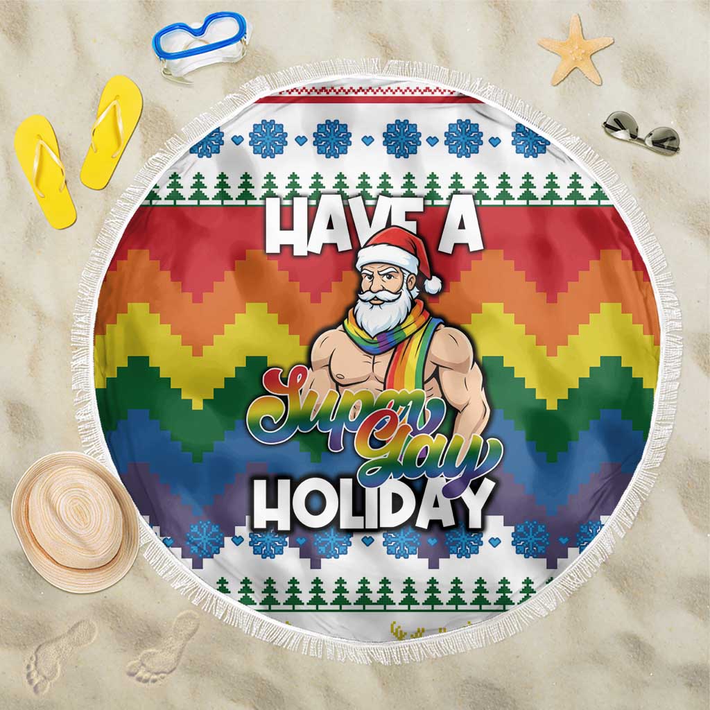 Have A Super Gay Holiday Christmas Beach Blanket Xmas Holiday Patterns - Wonder Print Shop