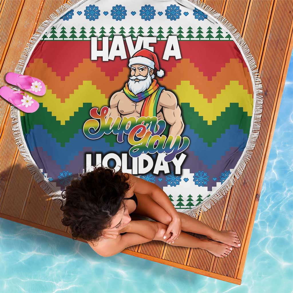 Have A Super Gay Holiday Christmas Beach Blanket Xmas Holiday Patterns - Wonder Print Shop