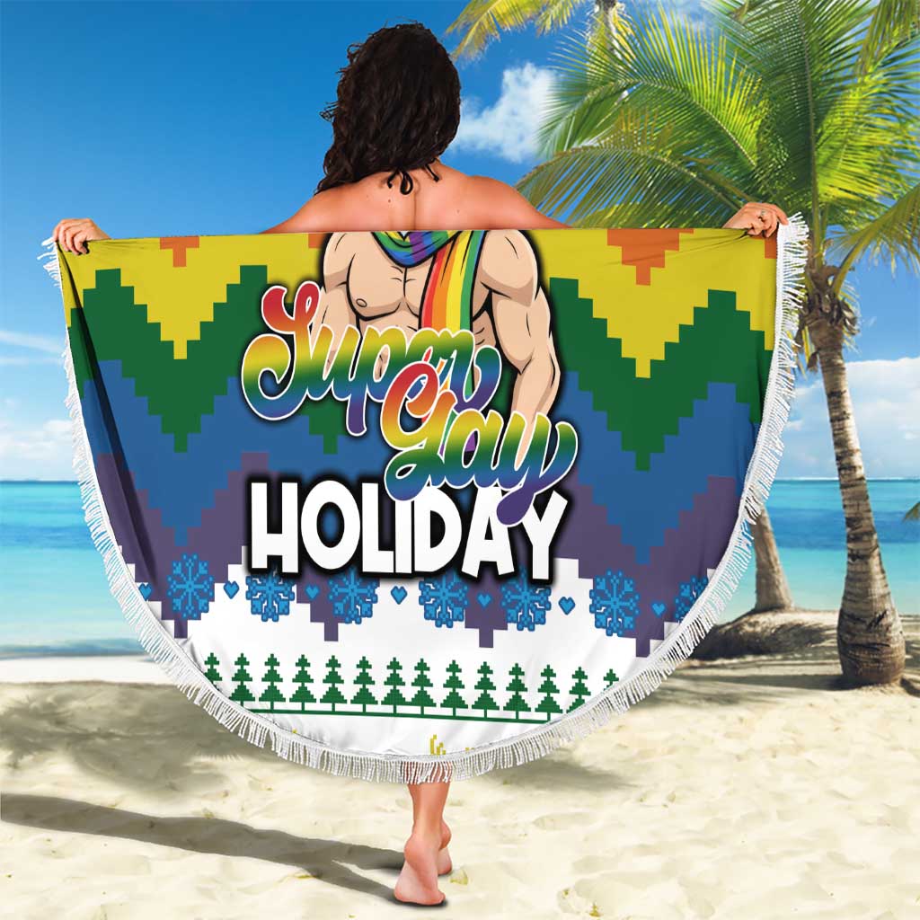 Have A Super Gay Holiday Christmas Beach Blanket Xmas Holiday Patterns - Wonder Print Shop
