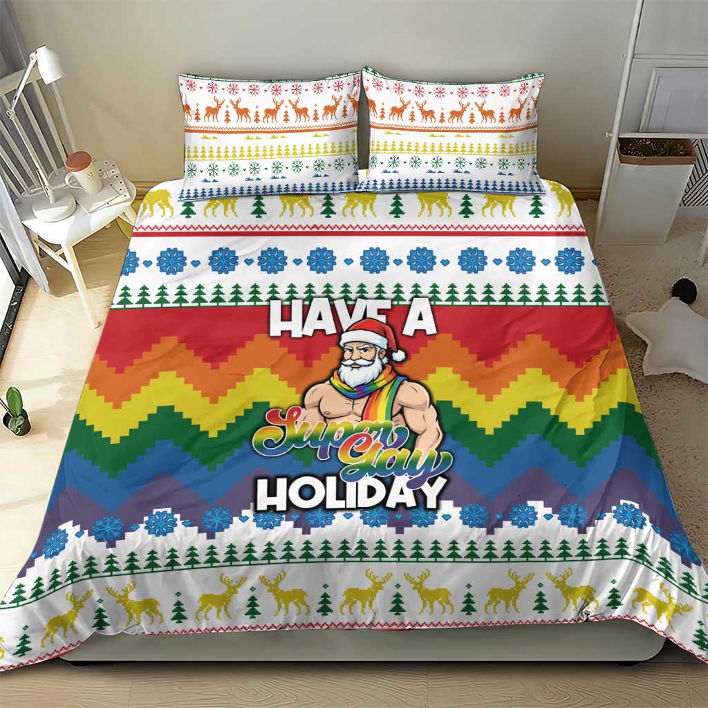 Have A Super Gay Holiday Christmas Bedding Set Xmas Holiday Patterns - Wonder Print Shop