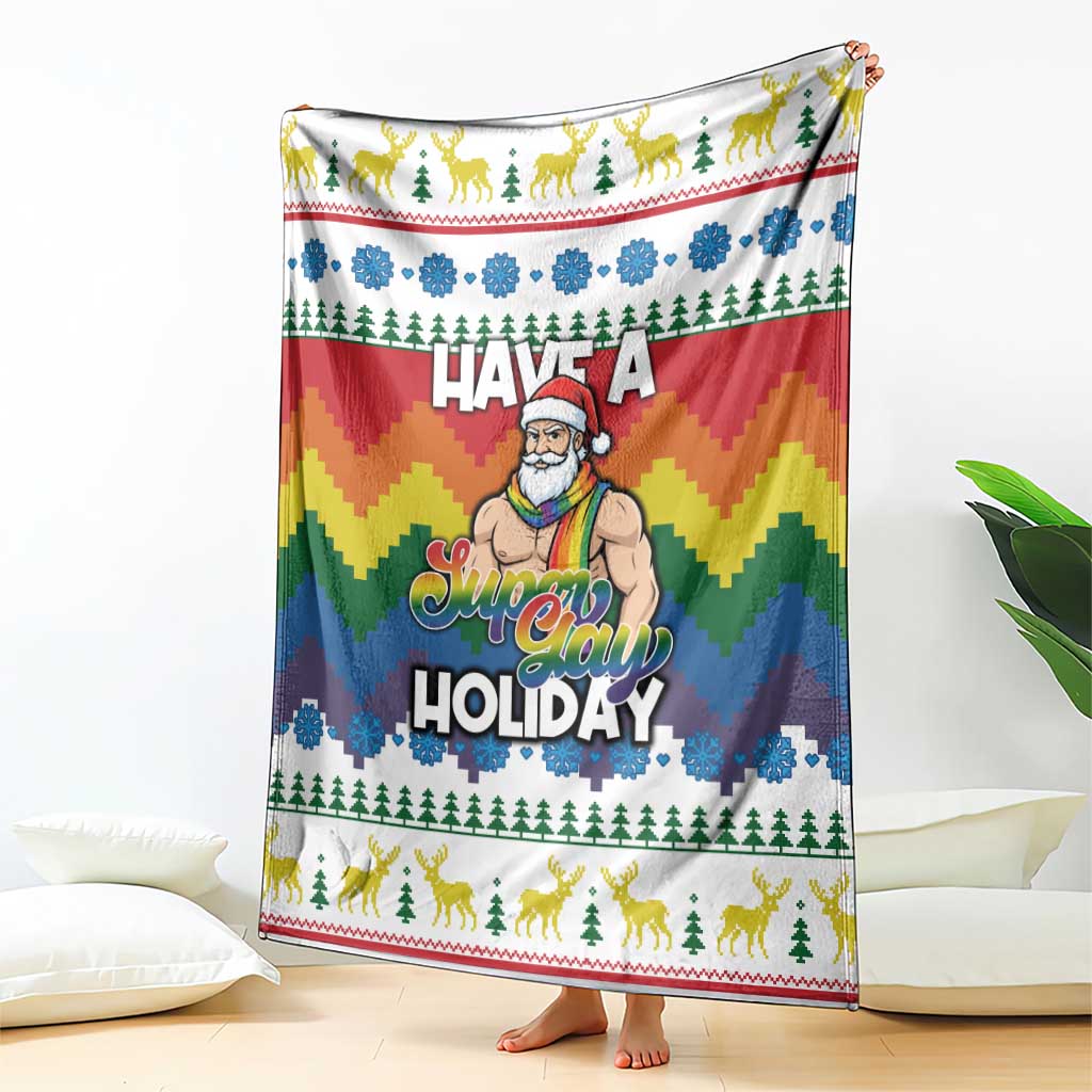 Have A Super Gay Holiday Christmas Blanket Xmas Holiday Patterns - Wonder Print Shop