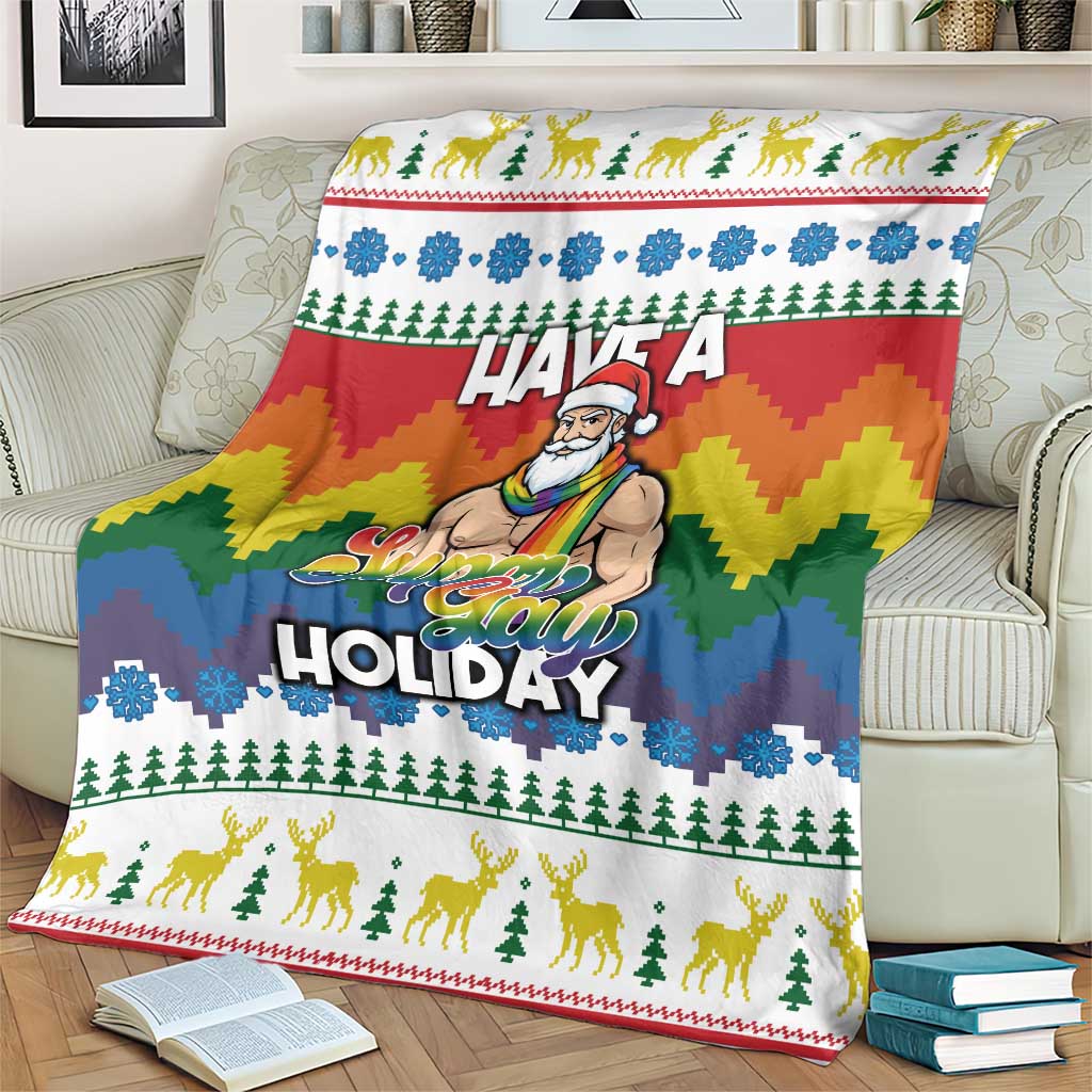Have A Super Gay Holiday Christmas Blanket Xmas Holiday Patterns - Wonder Print Shop