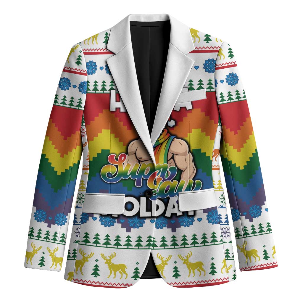 Have A Super Gay Holiday Christmas Blazer Xmas Holiday Patterns - Wonder Print Shop