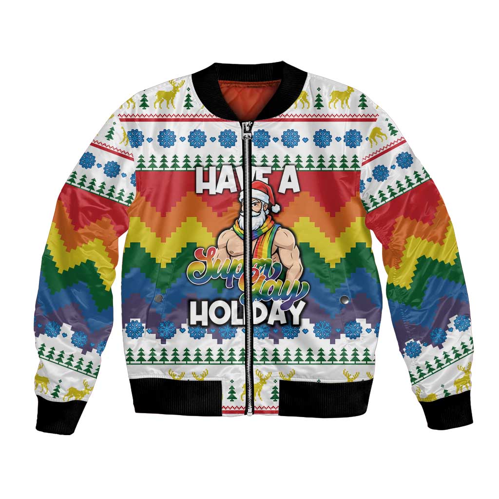 Have A Super Gay Holiday Christmas Bomber Jacket Xmas Holiday Patterns - Wonder Print Shop