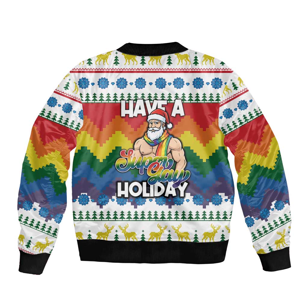Have A Super Gay Holiday Christmas Bomber Jacket Xmas Holiday Patterns - Wonder Print Shop