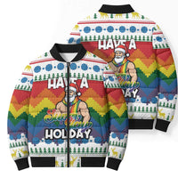 Have A Super Gay Holiday Christmas Bomber Puffer Jacket Xmas Holiday Patterns - Wonder Print Shop