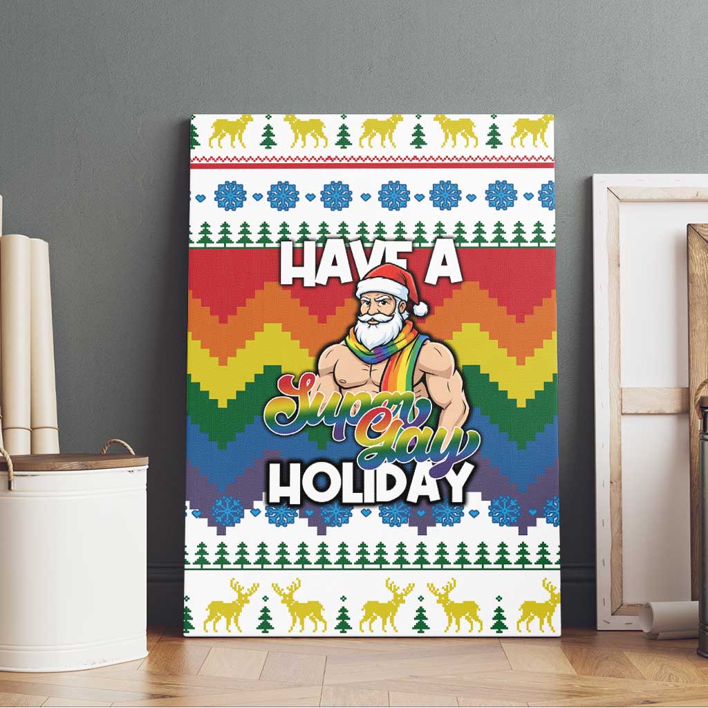 Have A Super Gay Holiday Christmas Canvas Wall Art Xmas Holiday Patterns - Wonder Print Shop