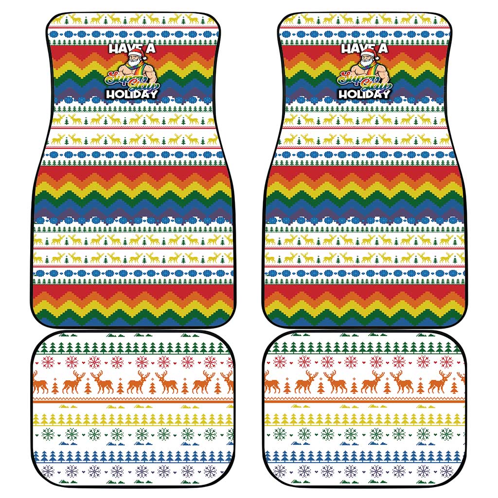 Have A Super Gay Holiday Christmas Car Mats Xmas Holiday Patterns - Wonder Print Shop