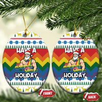 Have A Super Gay Holiday Christmas Ceramic Ornament Xmas Holiday Patterns - Wonder Print Shop
