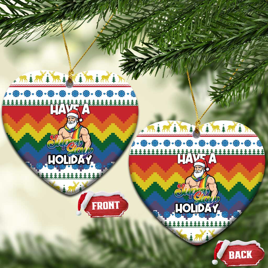 Have A Super Gay Holiday Christmas Ceramic Ornament Xmas Holiday Patterns - Wonder Print Shop