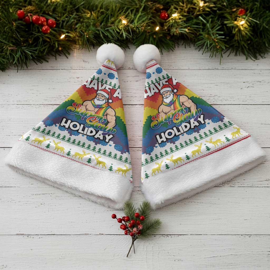 Have A Super Gay Holiday Christmas Santa Hat Xmas Holiday Patterns - Wonder Print Shop