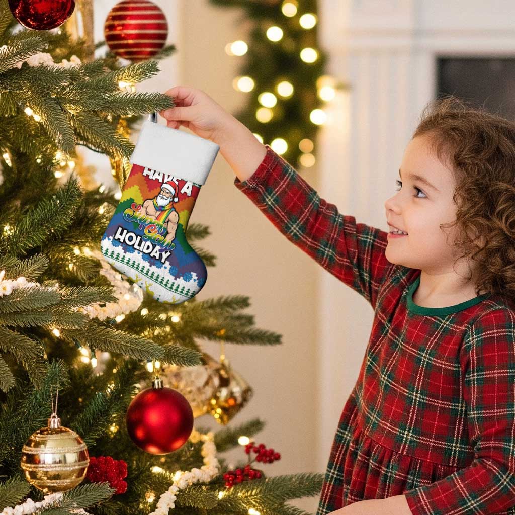 Have A Super Gay Holiday Christmas Stocking Xmas Holiday Patterns - Wonder Print Shop