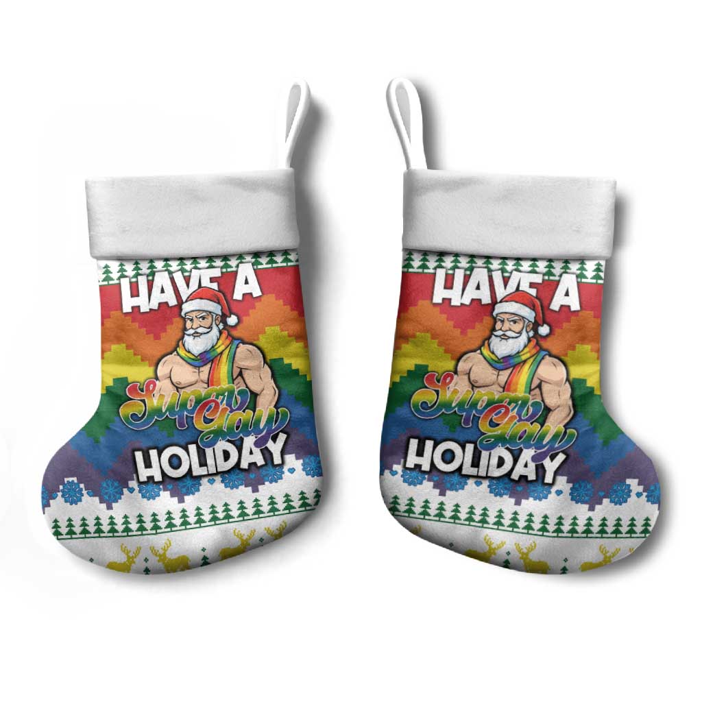 Have A Super Gay Holiday Christmas Stocking Xmas Holiday Patterns - Wonder Print Shop