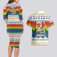 Have A Super Gay Holiday Christmas Couples Matching Long Sleeve Bodycon Dress and Hawaiian Shirt Xmas Holiday Patterns - Wonder Print Shop
