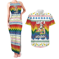 Have A Super Gay Holiday Christmas Couples Matching Tank Maxi Dress and Hawaiian Shirt Xmas Holiday Patterns - Wonder Print Shop
