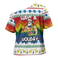 Have A Super Gay Holiday Christmas Cross Shoulder Shirt Xmas Holiday Patterns - Wonder Print Shop