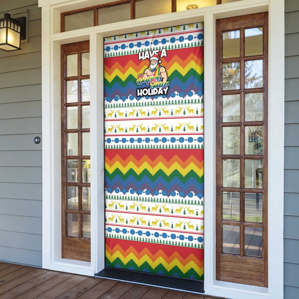 Have A Super Gay Holiday Christmas Door Cover Xmas Holiday Patterns - Wonder Print Shop