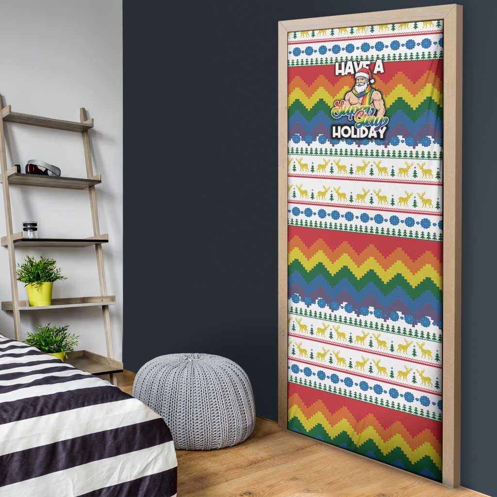 Have A Super Gay Holiday Christmas Door Cover Xmas Holiday Patterns - Wonder Print Shop