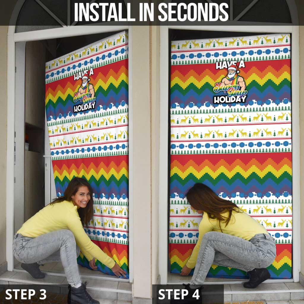 Have A Super Gay Holiday Christmas Door Cover Xmas Holiday Patterns - Wonder Print Shop