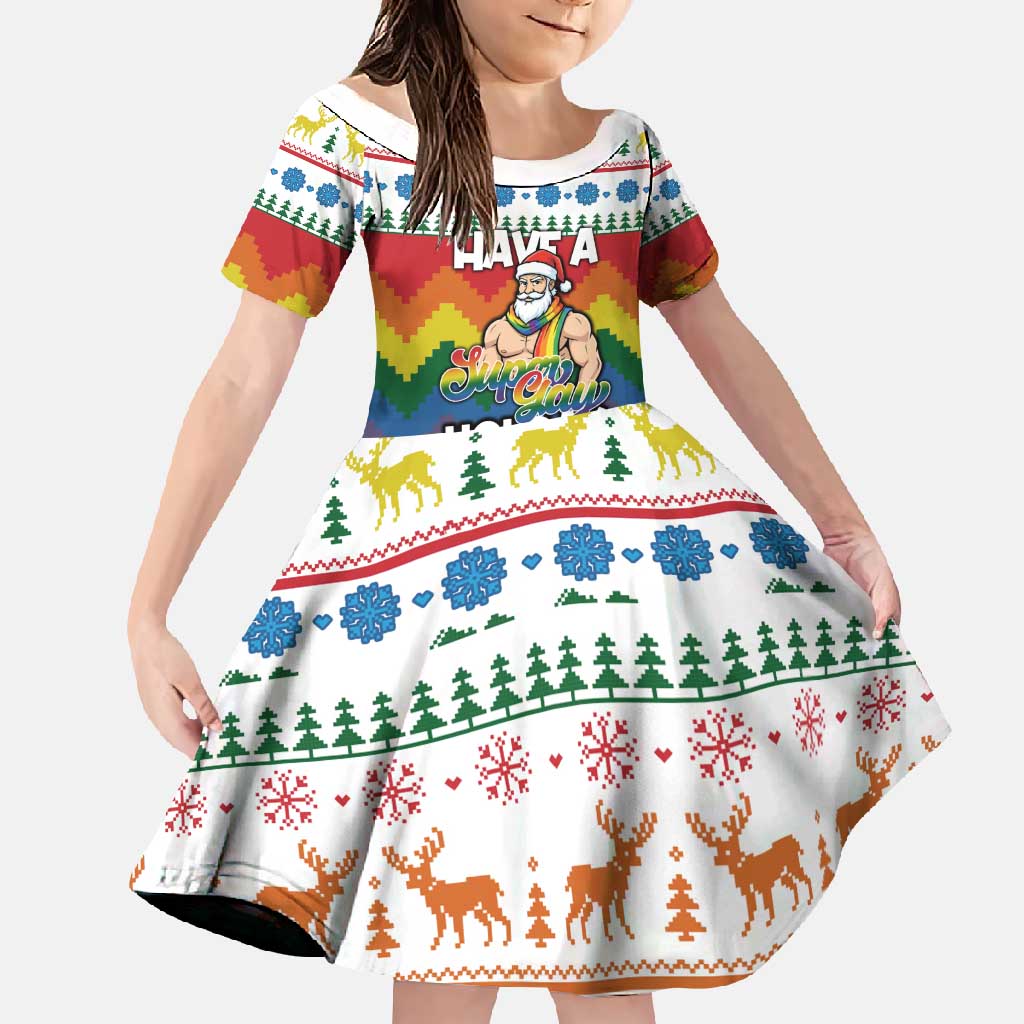 Have A Super Gay Holiday Christmas Family Matching Long Sleeve Bodycon Dress and Hawaiian Shirt Xmas Holiday Patterns - Wonder Print Shop