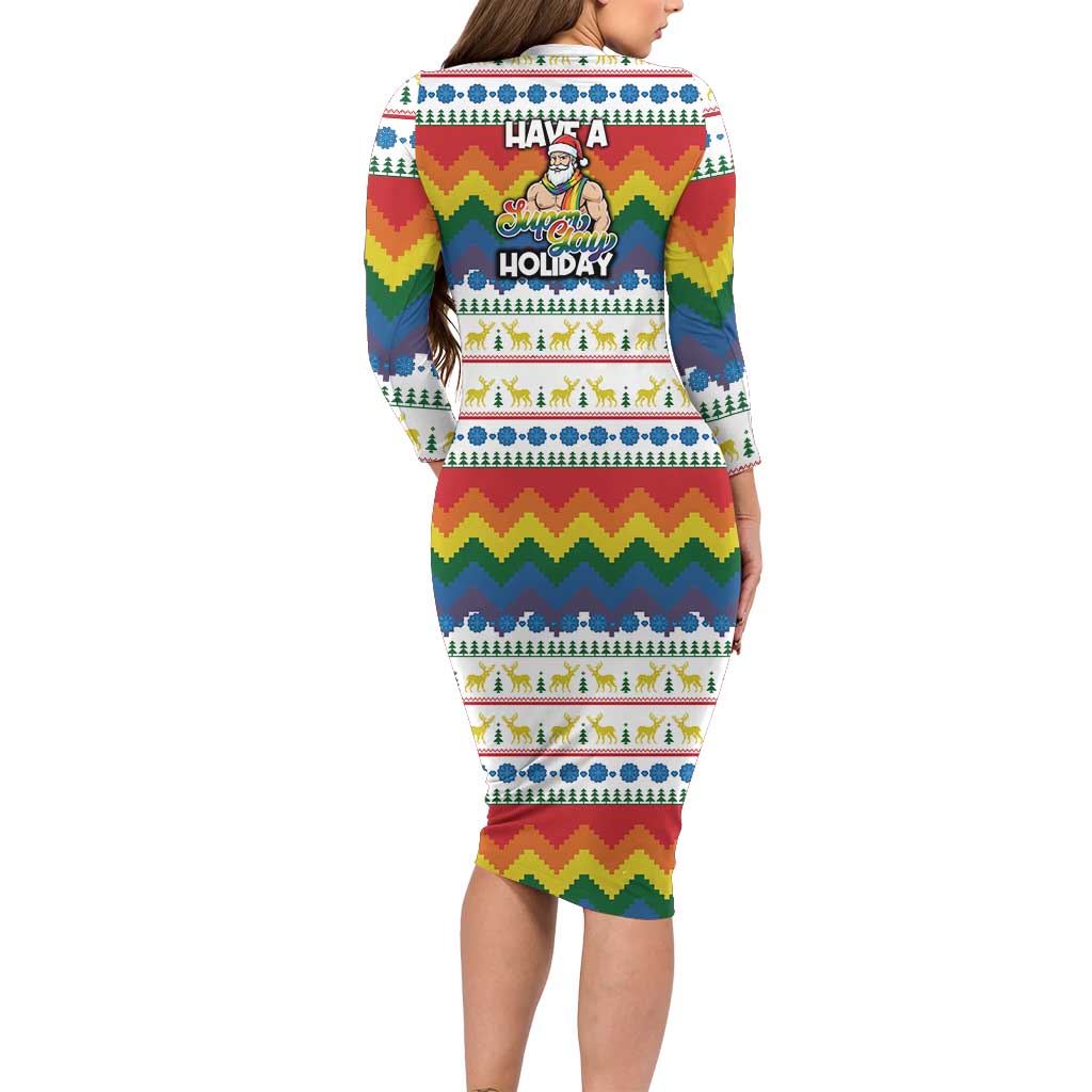 Have A Super Gay Holiday Christmas Family Matching Long Sleeve Bodycon Dress and Hawaiian Shirt Xmas Holiday Patterns - Wonder Print Shop