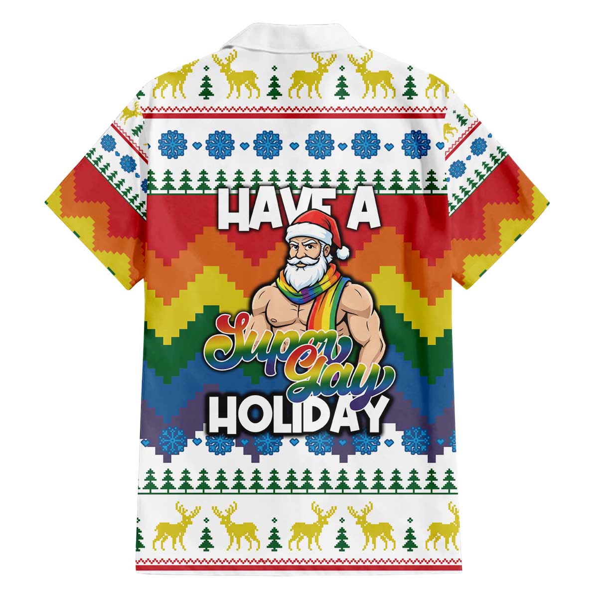 Have A Super Gay Holiday Christmas Family Matching Off The Shoulder Long Sleeve Dress and Hawaiian Shirt Xmas Holiday Patterns - Wonder Print Shop