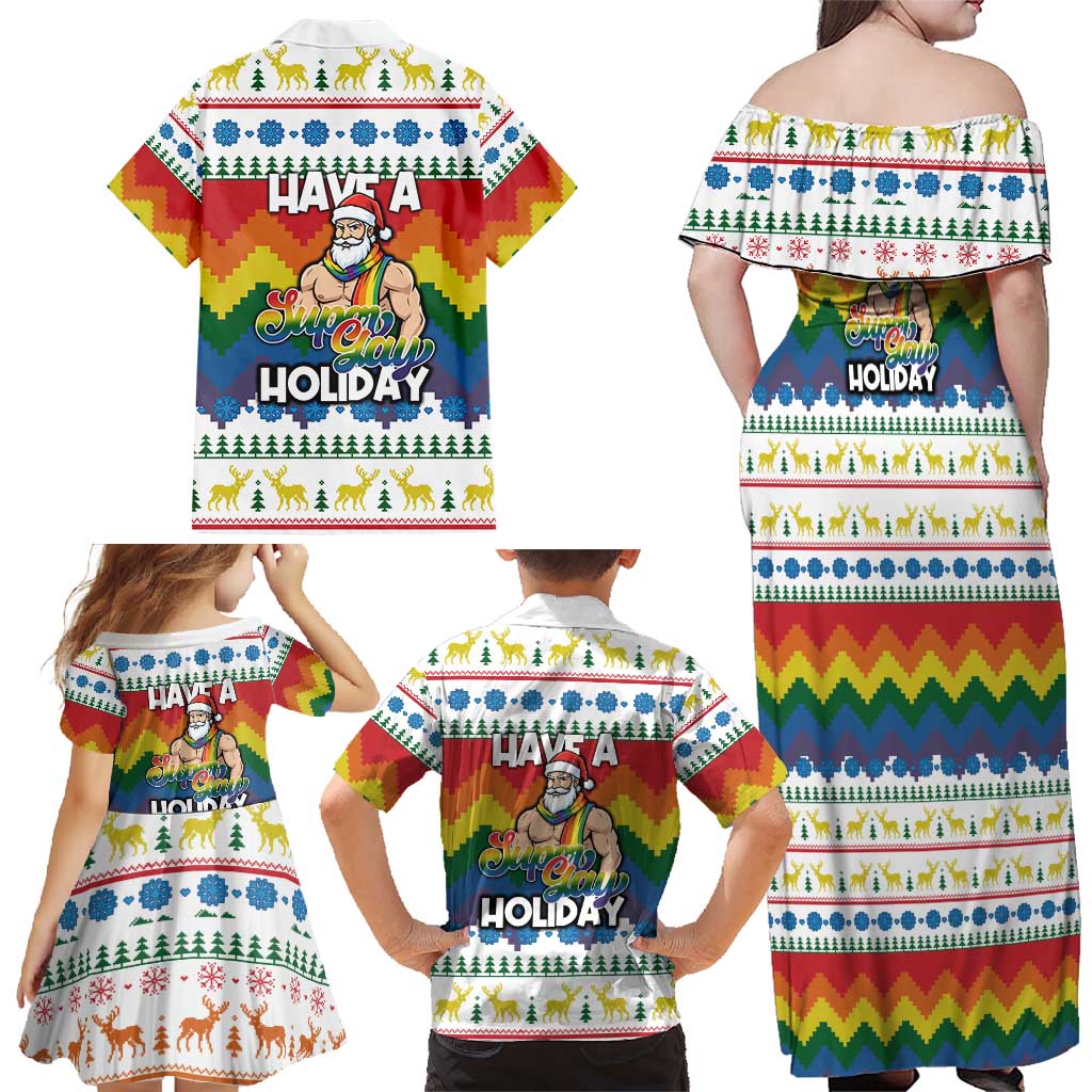 Have A Super Gay Holiday Christmas Family Matching Off Shoulder Maxi Dress and Hawaiian Shirt Xmas Holiday Patterns - Wonder Print Shop