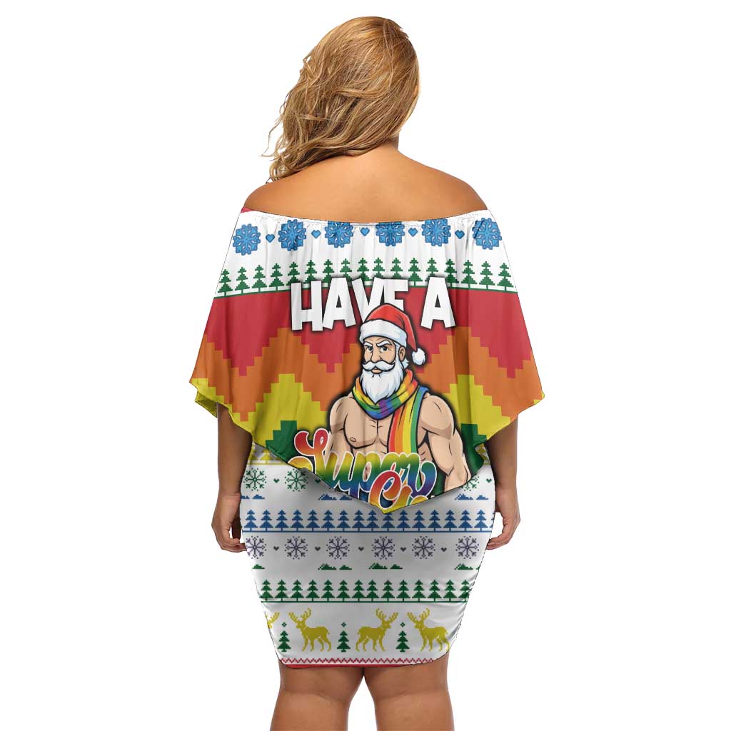 Have A Super Gay Holiday Christmas Family Matching Off Shoulder Short Dress and Hawaiian Shirt Xmas Holiday Patterns - Wonder Print Shop