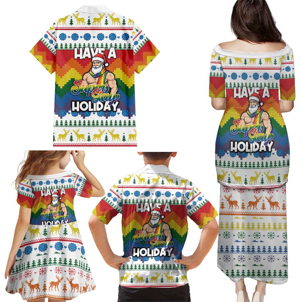 Have A Super Gay Holiday Christmas Family Matching Puletasi and Hawaiian Shirt Xmas Holiday Patterns - Wonder Print Shop
